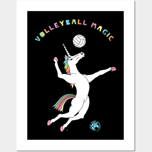 Volleyball Magic Unicorn Outline Wall Art by Nulian Sanchez